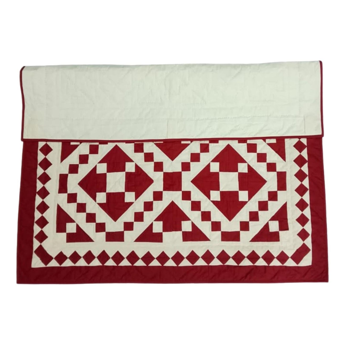 Wall hanging Hand made hand quilted quilt, Throw, Table topper Red Diamond chain square 100% Cotton Heirloom Quality by HOME HEART Brands