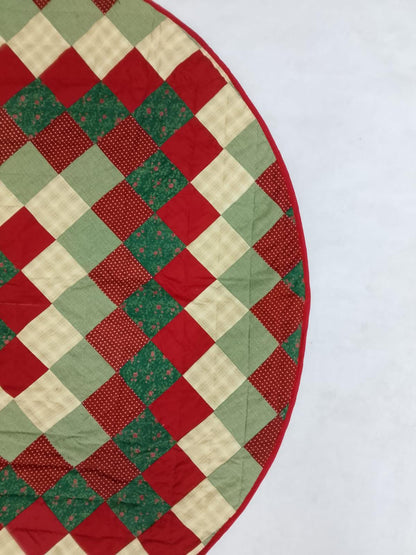 Christmas tree skirt Classic Diamond Patchwork Tree Skirt Hand Quilted 46 Inc Country primitive decor by HOME HEART Brands