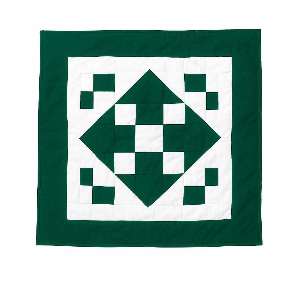 Wall hanging hand quilted quilt, Sofa Throw, Table topper, Baby Quilt Evergreen Diamond Patchwork cotton quilt by HOME HEART Brands