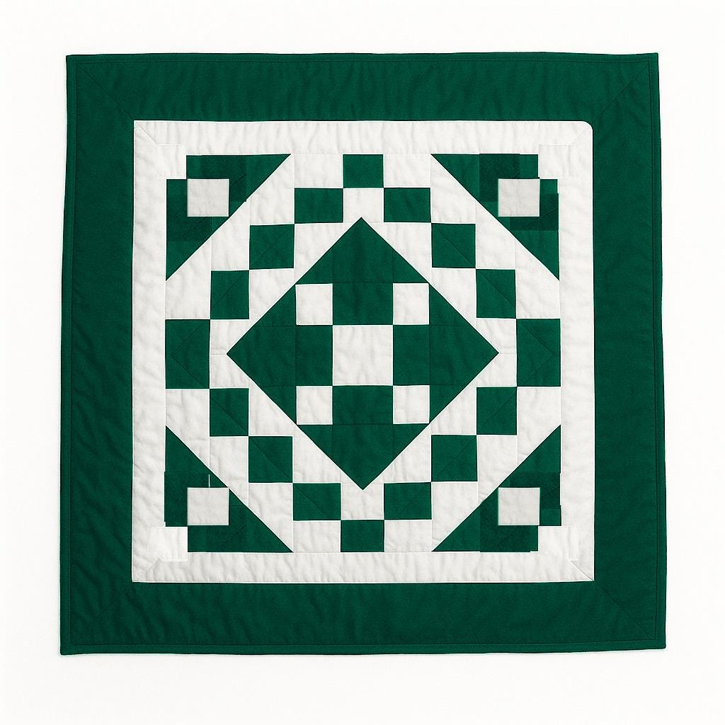 Wall hanging hand quilted quilt, Sofa Throw, Table topper, Baby Quilt Evergreen Diamond Patchwork cotton quilt by HOME HEART Brands