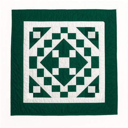 Wall hanging hand quilted quilt, Sofa Throw, Table topper, Baby Quilt Evergreen Diamond Patchwork cotton quilt by HOME HEART Brands