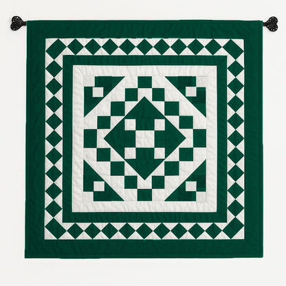 Wall hanging hand quilted quilt, Sofa Throw, Table topper, Baby Quilt Evergreen Diamond Patchwork cotton quilt by HOME HEART Brands