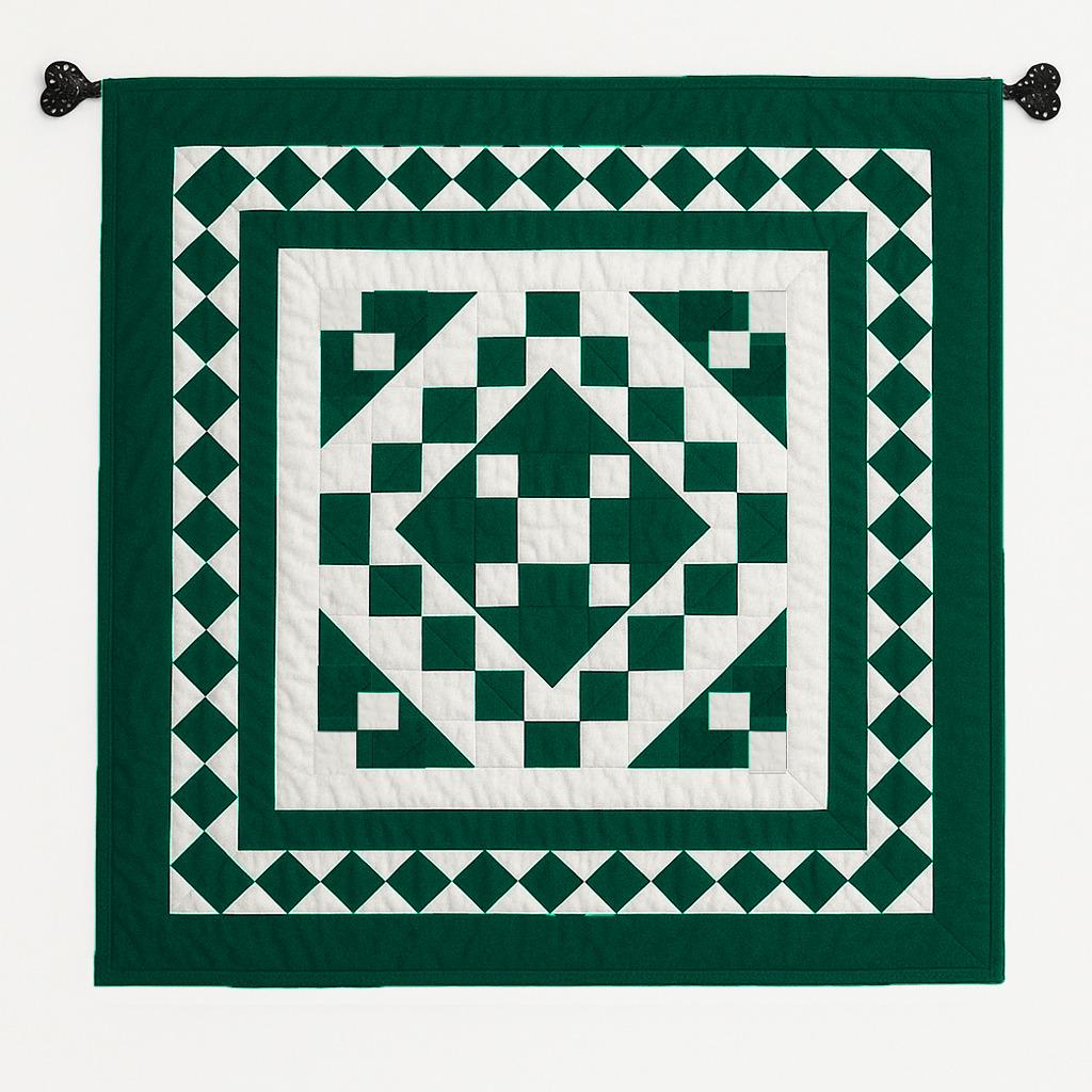 Wall hanging hand quilted quilt, Sofa Throw, Table topper, Baby Quilt Evergreen Diamond Patchwork cotton quilt by HOME HEART Brands
