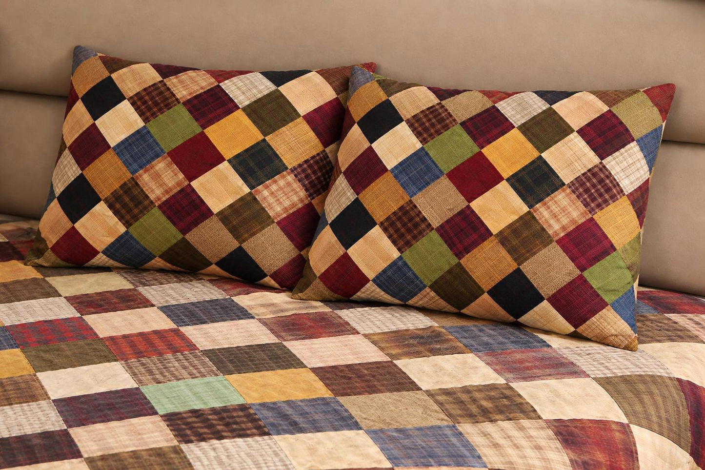 Pillow sham Quilted Vintage Country Check patchwork case ,Pillow Cover