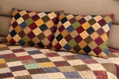 Pillow sham Quilted Vintage Country Check patchwork case ,Pillow Cover