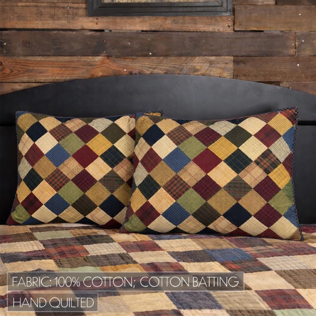 Pillow sham Quilted Vintage Country Check patchwork case ,Pillow Cover
