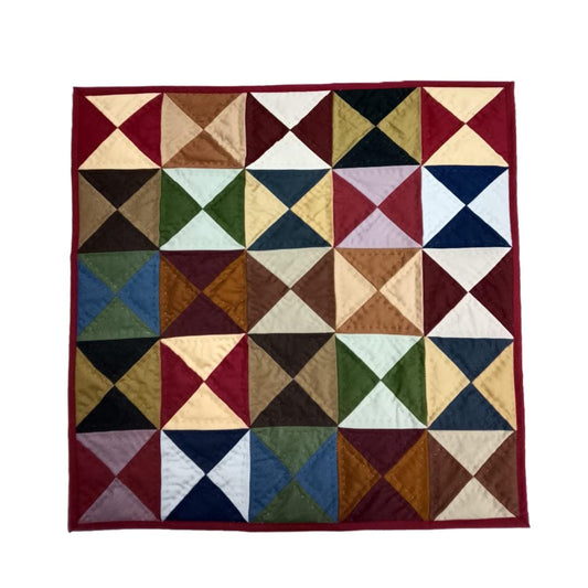Wall hanging hand quilted quilt, wall hanging, Table topper, Patchwork | Country Farmhouse Quilt Decor | Primitive pinwheel Cotton Quilt