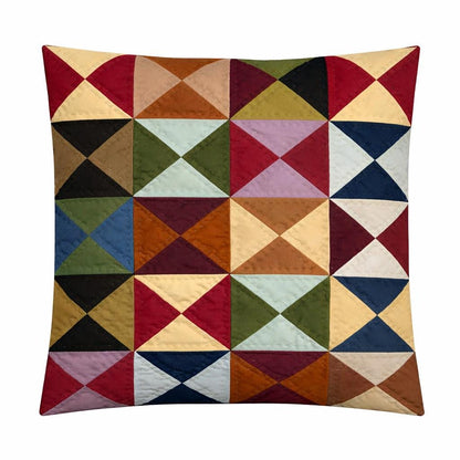 Hand made hand quilted Pinwheel patchwork pillow cover, cushion cover, throw pillow calico quilt by HOME HEART Brands(made in India)