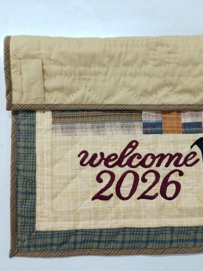 Hand quilted Personalized Welcome 2026 Country Patchwork Wall Hanging, Throw Quilt, Table Topper by Home Heart brands (Made in India)