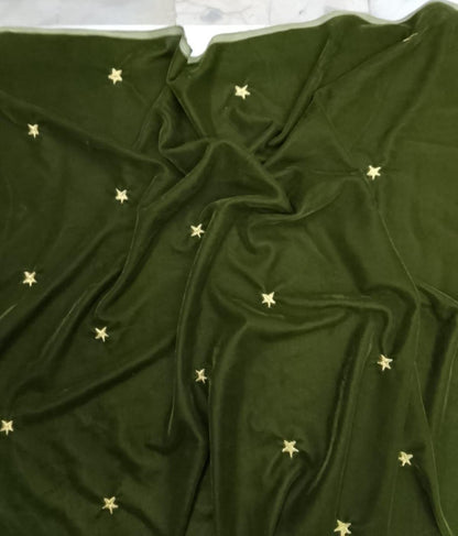 Fabric micro velvet crafted gold star embroidered  soft fabric 42” wide choose your yard collection by HOME HEART Brands (Made in India)