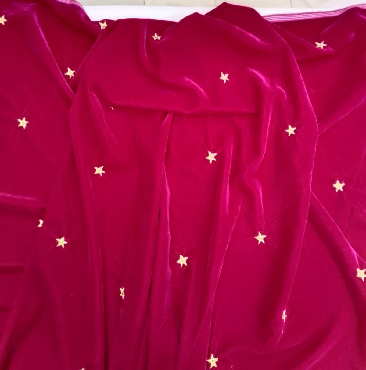 Fabric micro velvet crafted gold star embroidered  soft fabric 42” wide choose your yard collection by HOME HEART Brands (Made in India)