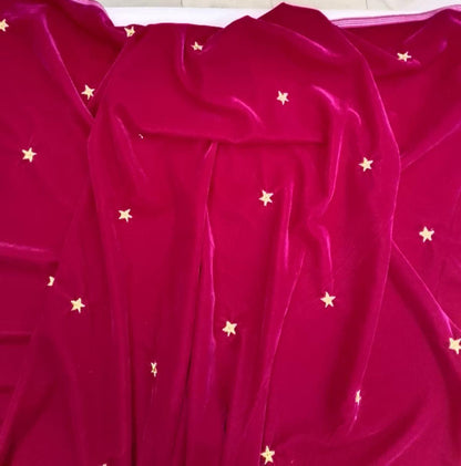 Fabric micro velvet crafted gold star embroidered  soft fabric 42” wide choose your yard collection by HOME HEART Brands (Made in India)