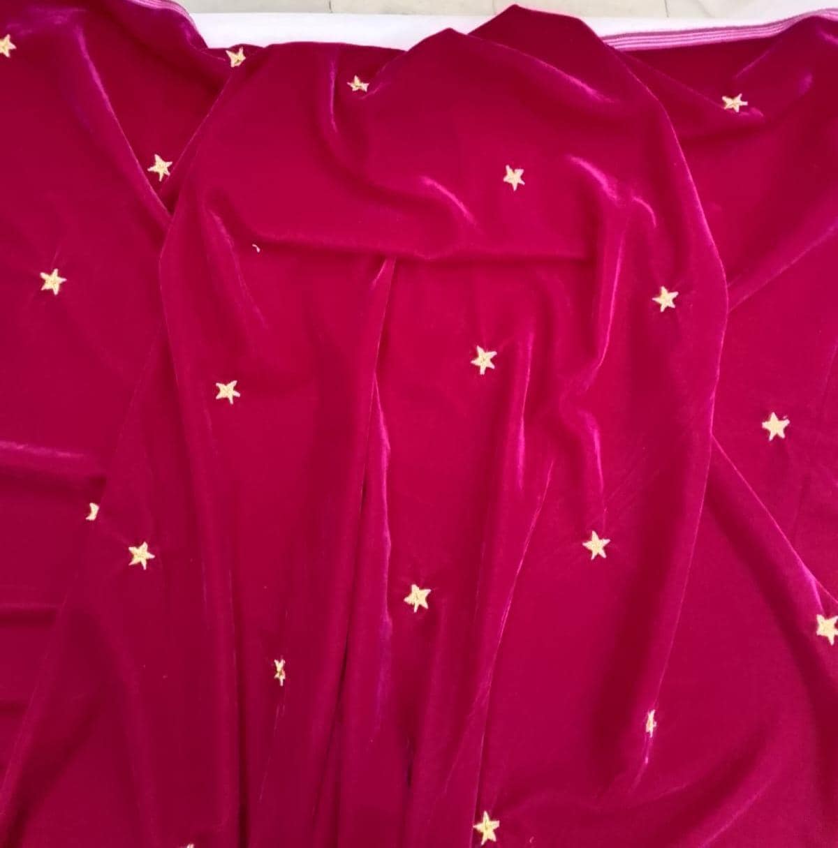 Fabric micro velvet crafted gold star embroidered soft fabric 42” wide choose your yard collection by HOME HEART Brands (Made in India)
