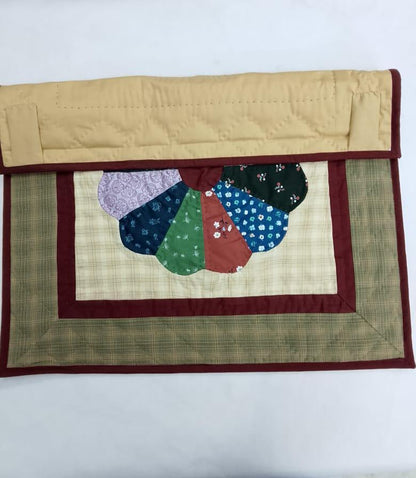 Dresden plate Hand made Hand quilted Wall hanging, small quilt, Table Topper calico cotton fabric  by Home Heart brands (Made in India)