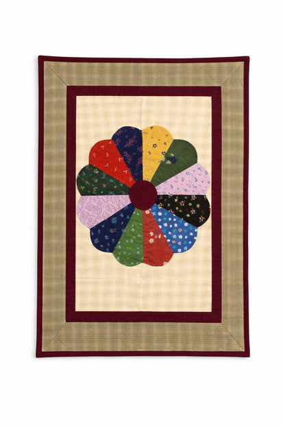 Dresden plate Hand made Hand quilted Wall hanging, small quilt, Table Topper calico cotton fabric  by Home Heart brands (Made in India)
