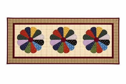 Table runner hand quilted, patchwork, Table Toppers Calico Dresden plate Patchwork quilted Table runner by HOME HEART Brands(made in INDIA)