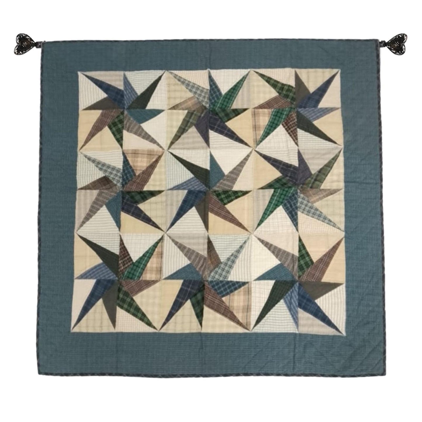 Country Galaxy Star Patchwork Quilt plaid 46"x46" Cotton Hand Quilted patchwork  wall hanging & Toppers, baby quilt by HOME HEART Brands