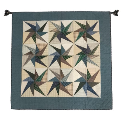 Country Galaxy Star Patchwork Quilt plaid 46"x46" Cotton Hand Quilted patchwork  wall hanging & Toppers, baby quilt by HOME HEART Brands