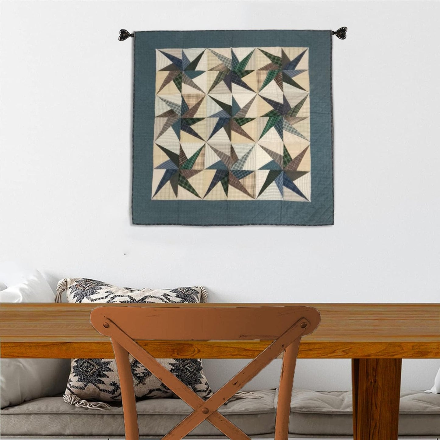 Country Galaxy Star Patchwork Quilt plaid 46"x46" Cotton Hand Quilted patchwork  wall hanging & Toppers, baby quilt by HOME HEART Brands