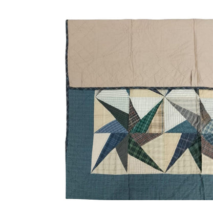 Country Galaxy Star Patchwork Quilt plaid 46"x46" Cotton Hand Quilted patchwork  wall hanging & Toppers, baby quilt by HOME HEART Brands