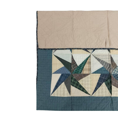 Country Galaxy Star Patchwork Quilt plaid 46"x46" Cotton Hand Quilted patchwork  wall hanging & Toppers, baby quilt by HOME HEART Brands