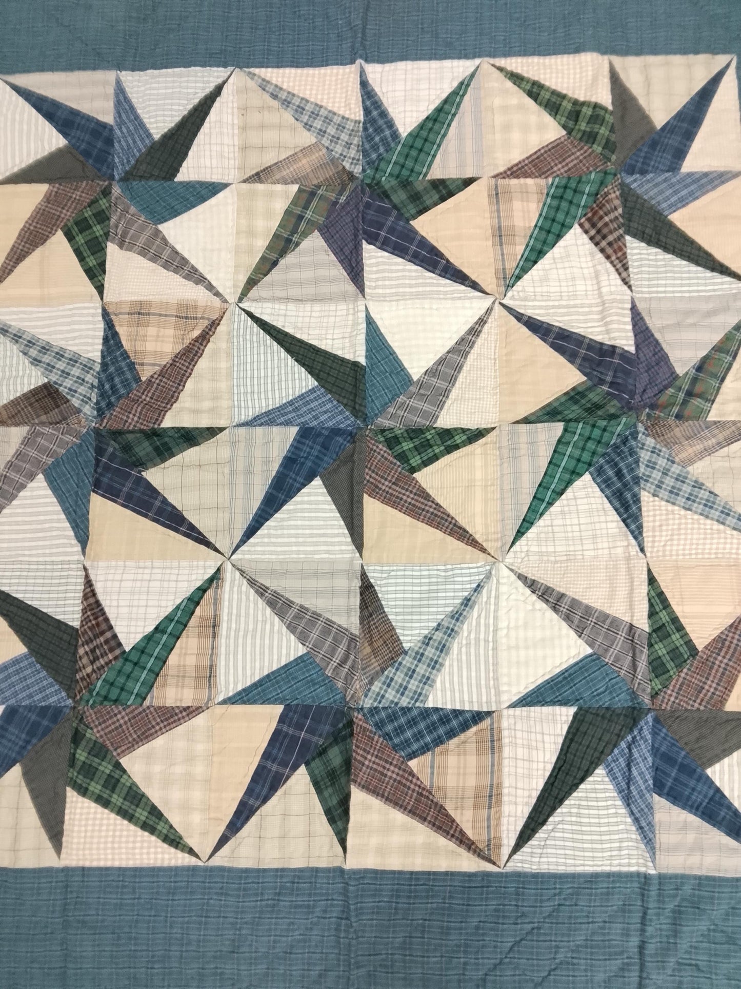 Country Galaxy Star Patchwork Quilt plaid 46"x46" Cotton Hand Quilted patchwork  wall hanging & Toppers, baby quilt by HOME HEART Brands