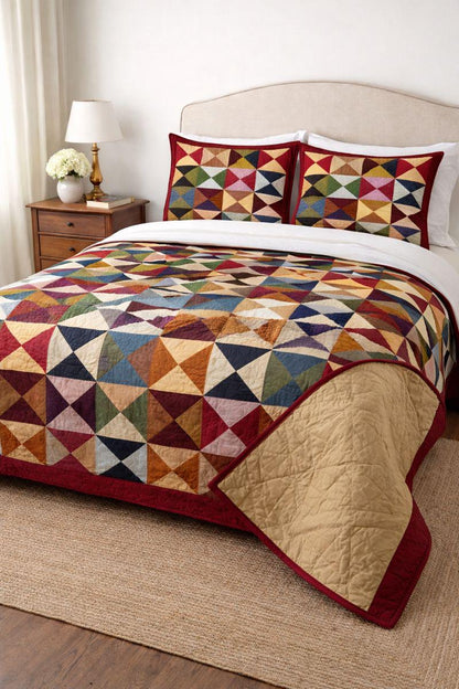 Made to order: Hand Quilted Patchwork Bedspread Quilt | Farmhouse quilt| King Queen Twin Custom Sizesby HOME HEART Brands(Made in India)