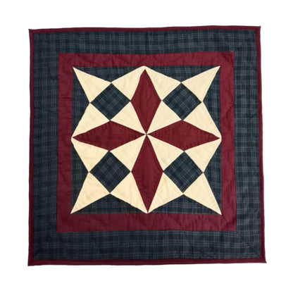 Hand made hand quilted Block quilt, Throw, Table topper, table accent piece, Country Spinning Wheel Quilt by HOME HEART Brands