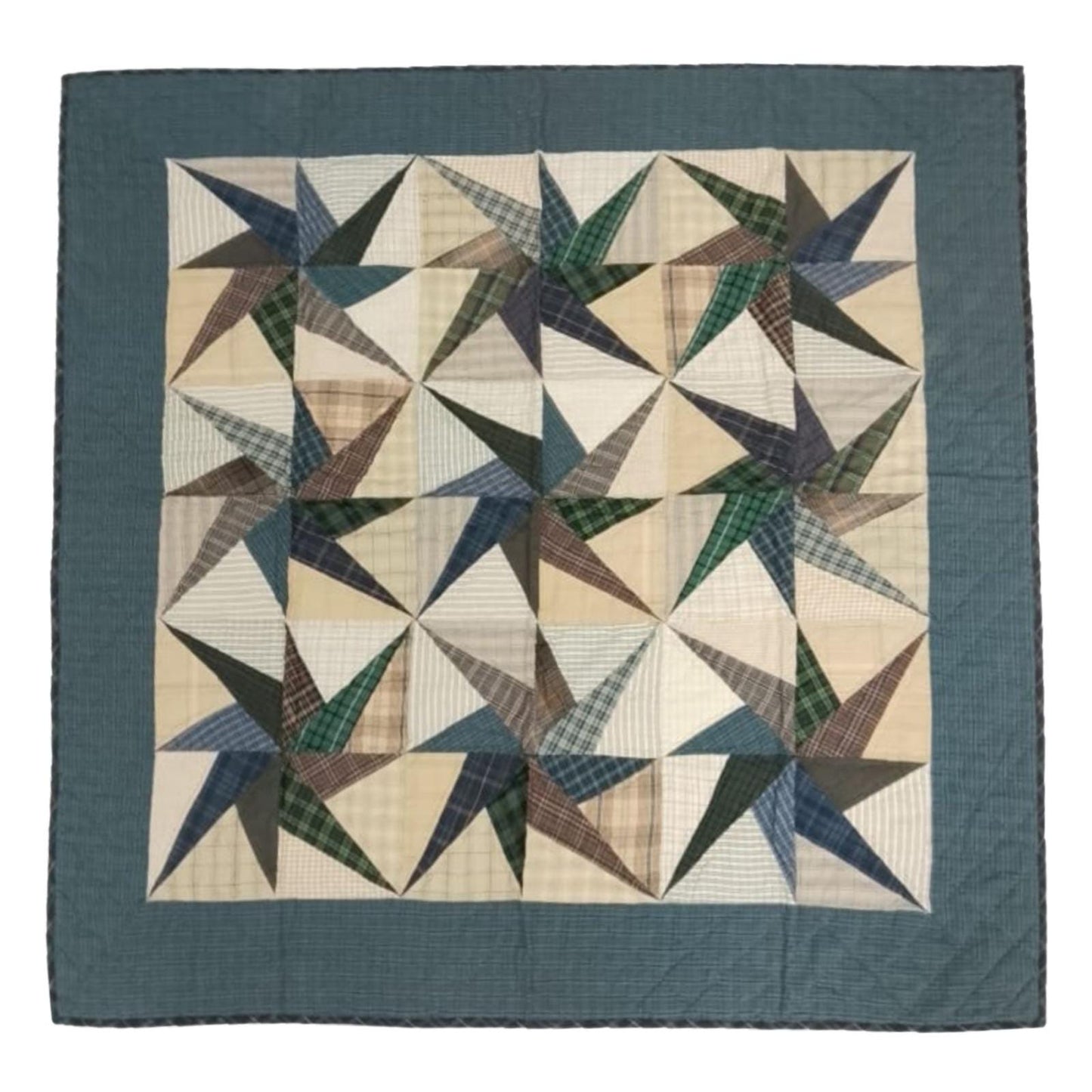 Country Galaxy Star Patchwork Quilt plaid 46"x46" Cotton Hand Quilted patchwork  wall hanging & Toppers, baby quilt by HOME HEART Brands