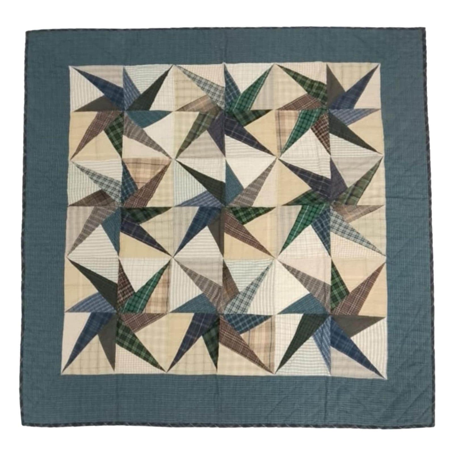 Country Galaxy Star Patchwork Quilt plaid 46"x46" Cotton Hand Quilted patchwork  wall hanging & Toppers, baby quilt by HOME HEART Brands
