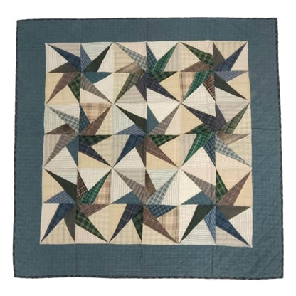 Country Galaxy Star Patchwork Quilt plaid 46"x46" Cotton Hand Quilted patchwork  wall hanging & Toppers, baby quilt by HOME HEART Brands