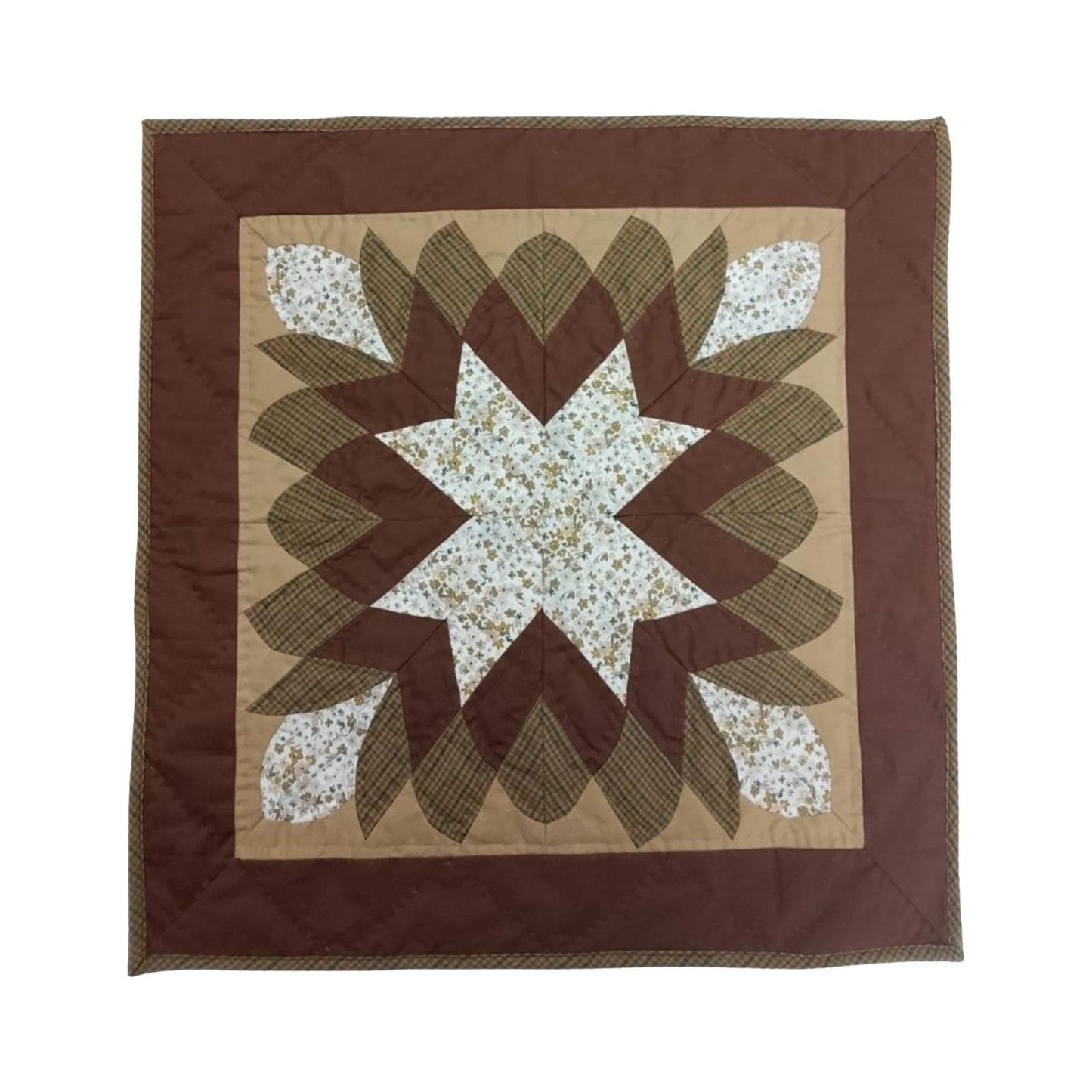 COUNTRY STARBURST Hand made Hand quilted Mini wall hanging, small quilt, Table Topper cotton fabric by Home Heart brands (Made in India)