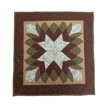 COUNTRY STARBURST Hand made Hand quilted Mini wall hanging, small quilt, Table Topper cotton fabric by Home Heart brands (Made in India)