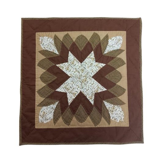 COUNTRY STARBURST Hand made Hand quilted Mini wall hanging, small quilt, Table Topper cotton fabric by Home Heart brands (Made in India)