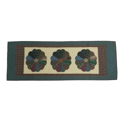 Hand Quilted patchwork Table Runner & Toppers 16"X46" Calico plaid Country Dresden plate Table runner by HOME HEART Brands(made in INDIA)