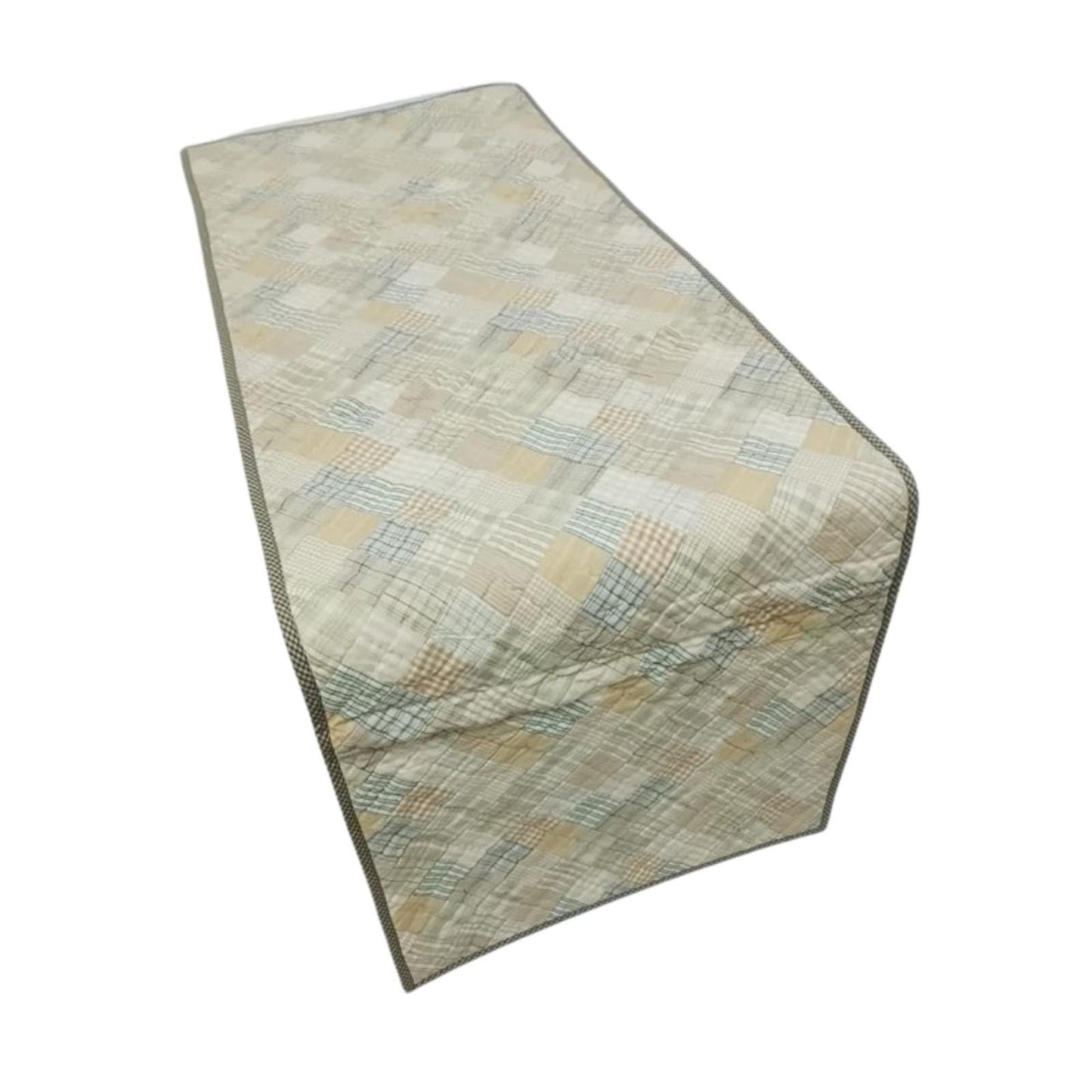 Hand Quilted patchwork Table Runner & Toppers 16"X46" Calico Country Light square plaid Table runner by HOME HEART Brands(made in INDIA)
