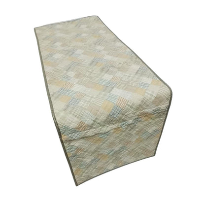 Hand Quilted patchwork Table Runner & Toppers 16"X46" Calico Country Light square plaid Table runner by HOME HEART Brands(made in INDIA)