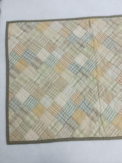 Hand Quilted patchwork Table Runner & Toppers 16"X46" Calico Country Light square plaid Table runner by HOME HEART Brands(made in INDIA)