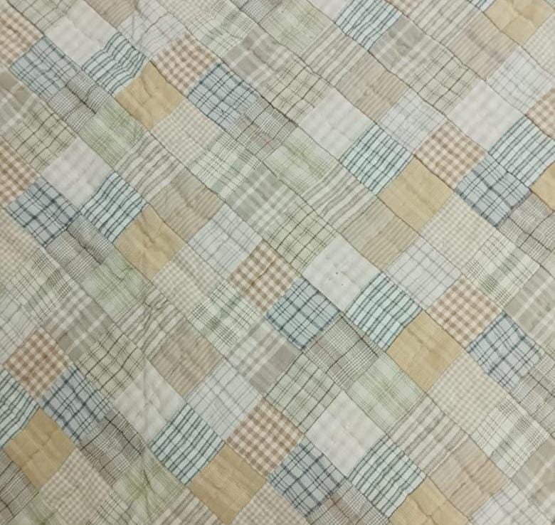 Hand Quilted patchwork Table Runner & Toppers 16"X46" Calico Country Light square plaid Table runner by HOME HEART Brands(made in INDIA)
