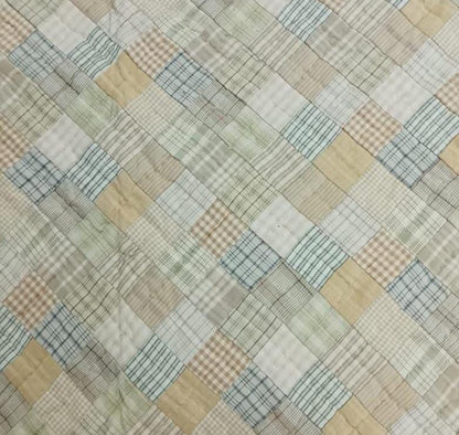 Hand Quilted patchwork Table Runner & Toppers 16"X46" Calico Country Light square plaid Table runner by HOME HEART Brands(made in INDIA)