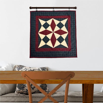 Hand made hand quilted Block quilt, Throw, Table topper, table accent piece, Country Spinning Wheel Quilt by HOME HEART Brands