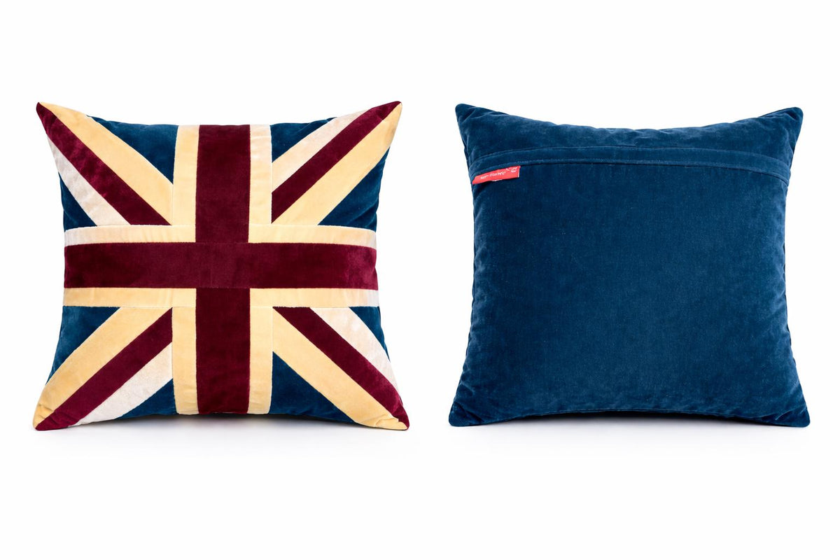 Velvet Royal Union Jack pillow cover, cushion cover, pillow not included micro velvet fabric by HOME HEART Brands(made in India)