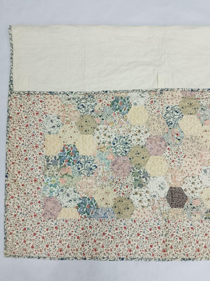Grandmother’s Flower Garden Hand quilted Wall hanging 46"x46" Table Topper calico cotton print fabric  by Home Heart brands (Made in India)