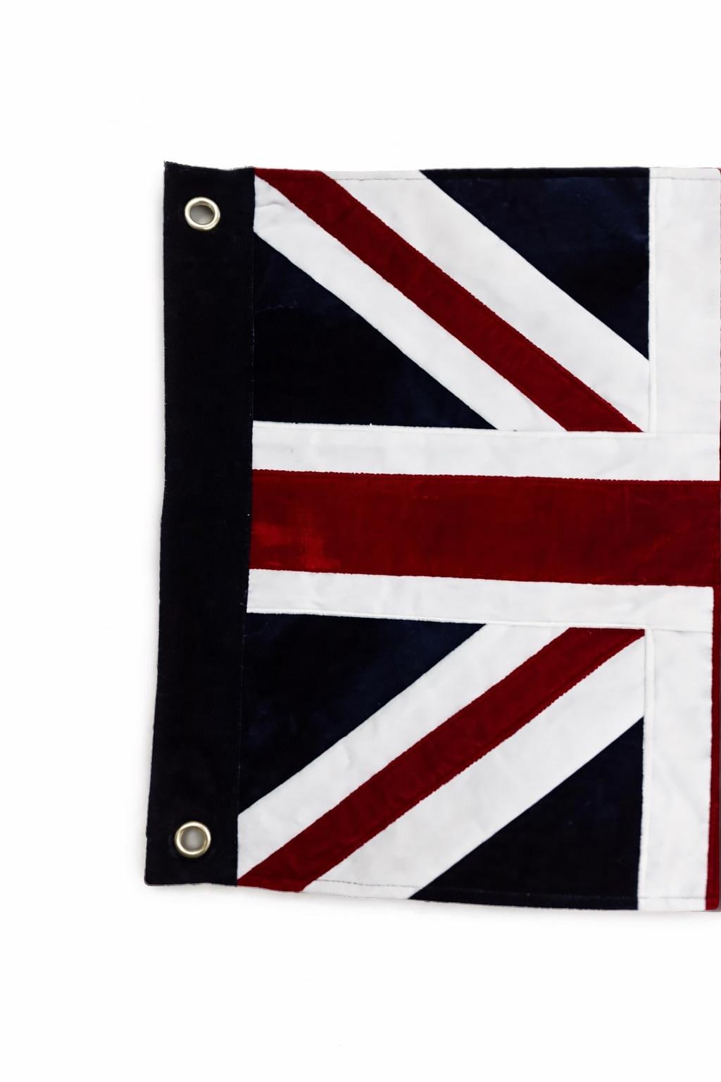 Luxury Micro Velvet Union Jack Patchwork Flag with Eyelets Handmade Wall Flag 14"x19" Union jack flag by Home Heart brands (Made in India)