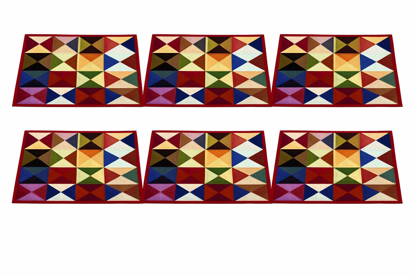 Hand made hand quilted crafted placemats, tablemats, table topper,  patchwork Calico Tulip 14"X19" by HOME HEART Brands (Made in India)