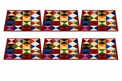 Hand made hand quilted crafted placemats, tablemats, table topper,  patchwork Calico Tulip 14"X19" by HOME HEART Brands (Made in India)