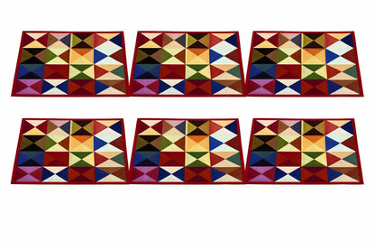 Hand made hand quilted crafted placemats, tablemats, table topper, patchwork Calico Tulip 14"X19" by HOME HEART Brands (Made in India)
