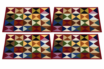 Hand made hand quilted crafted placemats, tablemats, table topper,  patchwork Calico Tulip 14"X19" by HOME HEART Brands (Made in India)