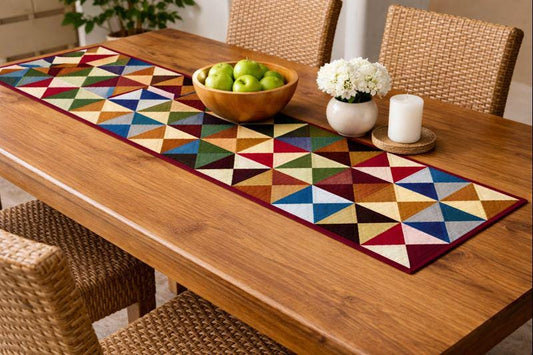 Primitive Pinwheel Quilt Table Runner Hand Quilted table runner, patchwork Calico Country cotton fabric by HOME HEART Brands(made in INDIA)