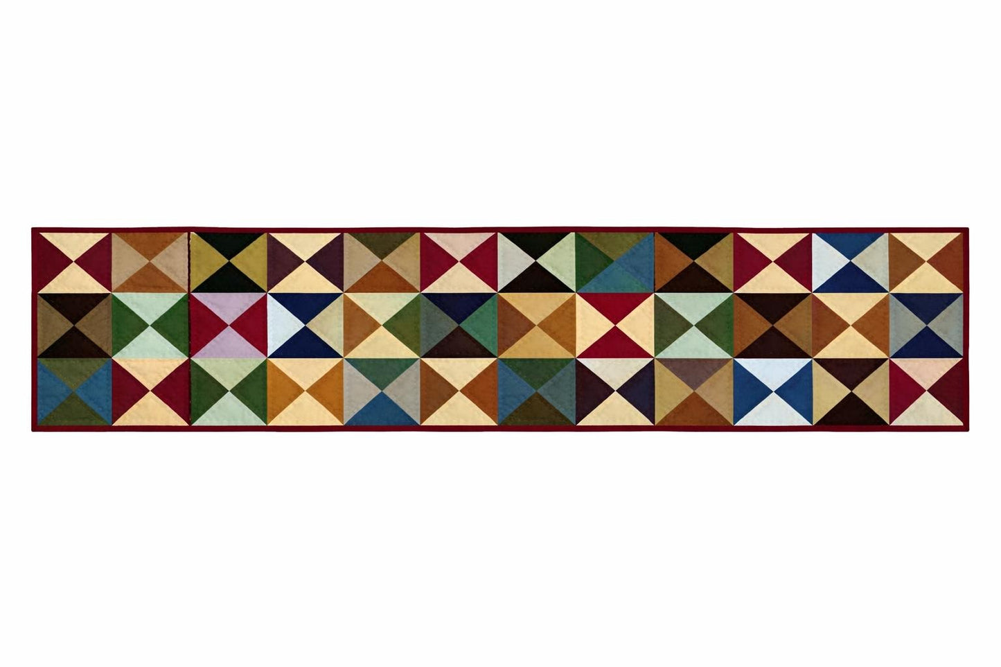 Primitive Pinwheel Quilt Table Runner Hand Quilted table runner, patchwork Calico Country cotton fabric by HOME HEART Brands(made in INDIA)